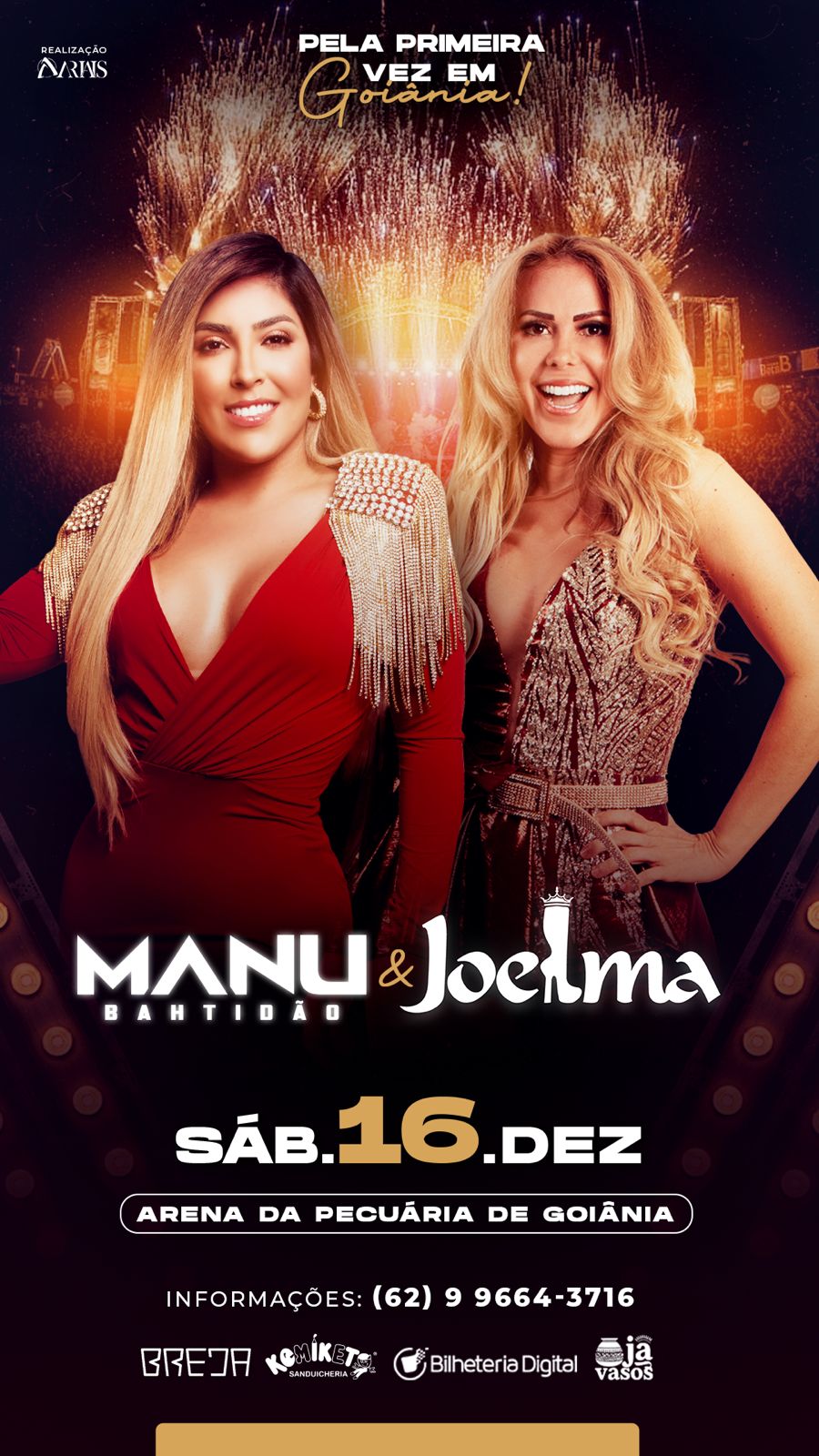 Manu Bahtidão e Joelma realizam show em Goiânia no mês de Dezembro