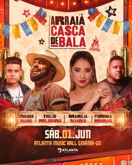 Arraiá Casca de Bala com Thullio Milionário e Marília Tavares chega ao Atlanta Music Hall